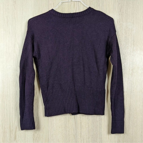 LOFT Women's Wool Blend Purple Button Up Sweater Cardigan Size Medium - Picture 3 of 8